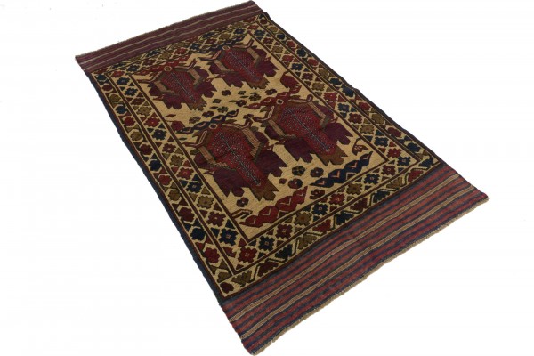 Afghan Gol Barjasta 120x180 Handgewebt Teppich Mehrfarbig Blumenmuster
