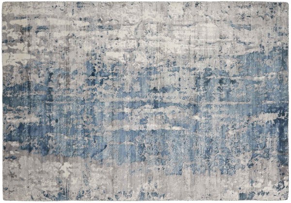 Handloom Vintage 230x160 Handgewebt Teppich 160x230 Grau Blau Abstrakt Handarbeit Orient