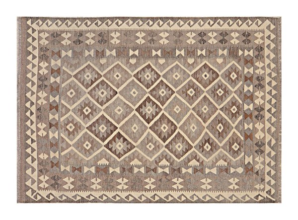 Afghan Kelim Old Style Natural Teppich 140x200 Handgewebt Beige Geometrisch Handarbeit