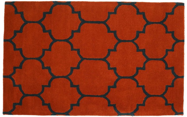 Wool Rug Moroccan Pattern 120x180 Orange Ornaments Hand Tufted Modern