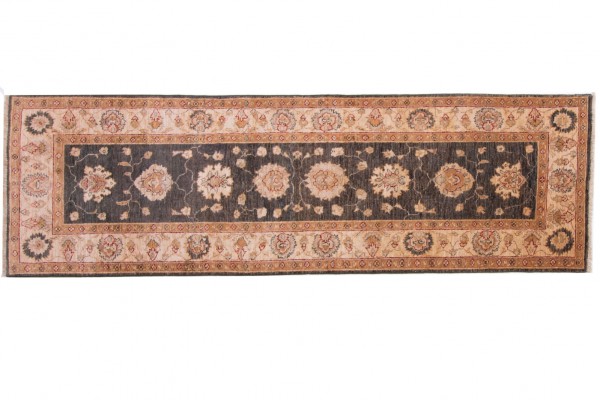 Afghan Chobi Ziegler carpet 80x260 hand-knotted runner brown oriental