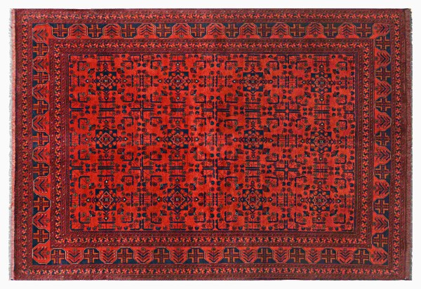 Afghan Khal Mohammadi Teppich 200x300 Handgeknüpft Braun Geometrisch Orient Kurzflor