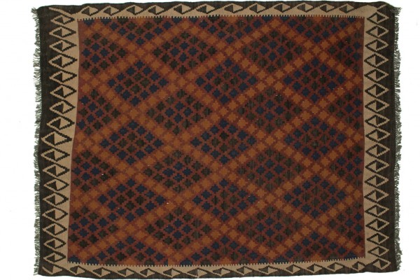 Afghan Maimana Kelim 150x200 Handgewebt Teppich Mehrfarbig Geometrisch Muster