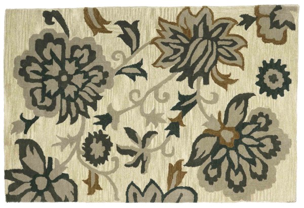 Flowers rug, 120x180, short pile, beige, floral pattern, handmade, handtufted, modern