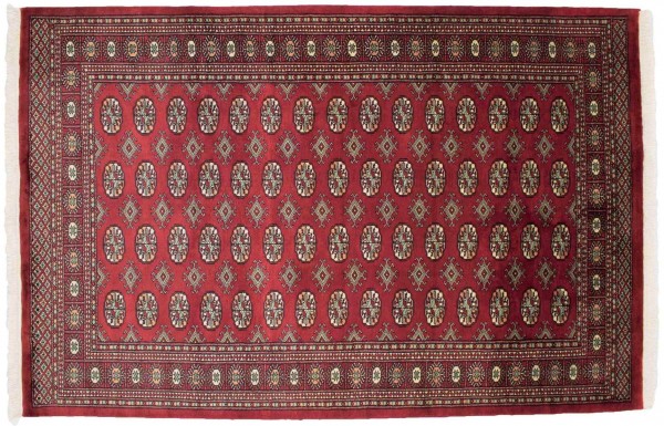 Pakistan Buchara 160x230 Handgeknüpft Teppich Rot Orientalisch Kurzflor Orient