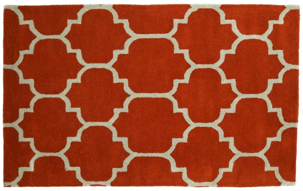 Carpet Moroccan Design 100x150 Orange Ornaments Hand Tufted Modern