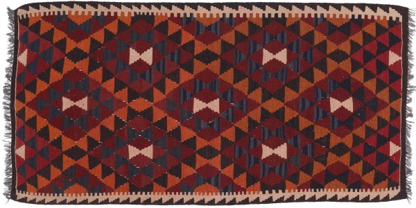 Kelim Afghan Maimana Teppich 100x190 Handgewebt Braun Geometrisch Handarbeit Zimmer