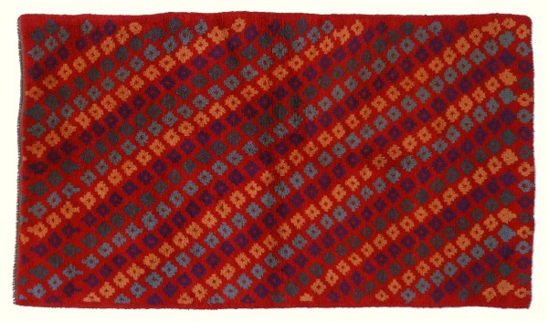 Gabbeh carpet 110x190 hand-knotted red striped oriental UNIKAT short pile