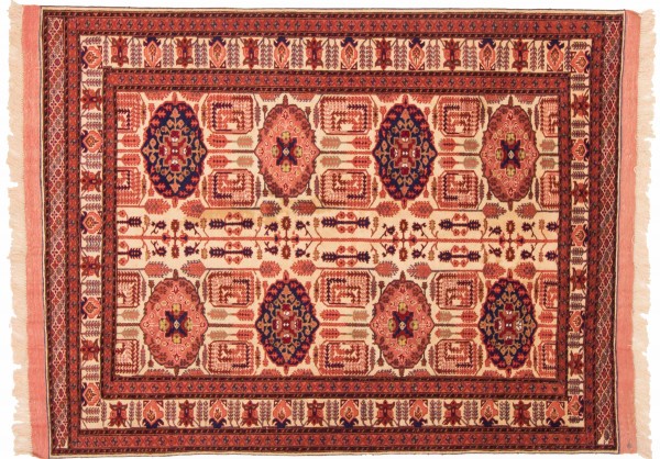 Afghan Mauri Kabul 120x160 Handgeknüpft Teppich Gold Geometrisch Muster