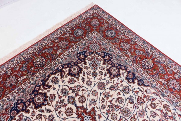 Perser Isfahan 200x300 Handgeknüpft Teppich Mehrfarbig Orientalisch Kurzflor