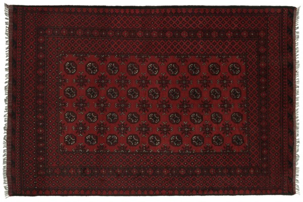 Afghan Aqcha 160x230 Handgeknüpft Teppich Rot Orientalisch Kurzflor Orient Rug