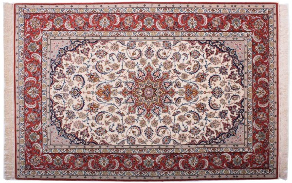 Perser Isfahan 150x230 Handgeknüpft Teppich Mehrfarbig Orientalisch Kurzflor