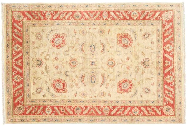 Afghan Chobi Ziegler Fein 120x180 Handgeknüpft Teppich Beige Orientalisch