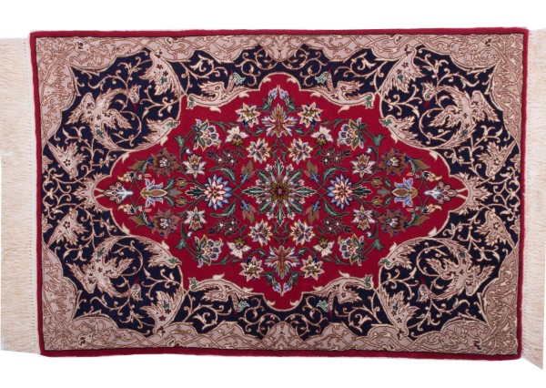 Perser Isfahan 70x110 Handgeknüpft Teppich Rot Orientalisch Kurzflor Orient Rug