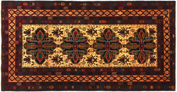 Afghan Belutsch Baluch 110x200 Handgeknüpft Orientteppich Beige Geometrisch