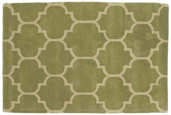 Wool carpet 120x180 green ornaments handmade handtuft modern