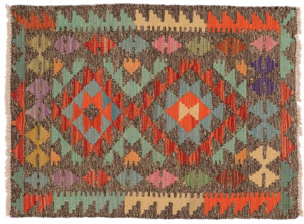 Afghan Maimana Kelim Teppich 60x90 Handgewebt Bunt Geometrisch Handarbeit Gewebt Zimmer