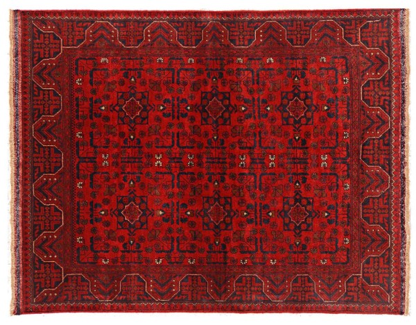 Afghan Khal Mohammadi Teppich 150x190 Handgeknüpft Braun Geometrisch Orient Kurzflor