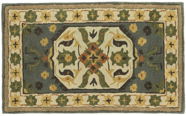 Wool carpet Heriz 90x150 gray medallion handmade handtuft modern