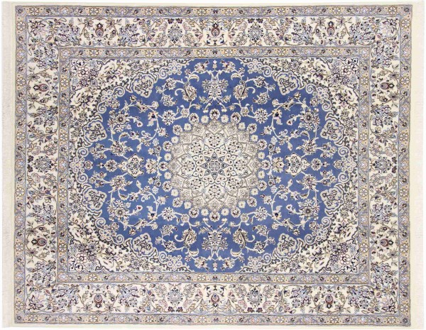 Persian carpet Nain 9LA 200x250 Hand-knotted White Floral Oriental UNIKAT short pile