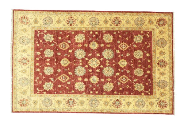 Afghan Chobi Ziegler Rug 170x240 Hand Knotted Red Floral Orient Short Pile Living Room