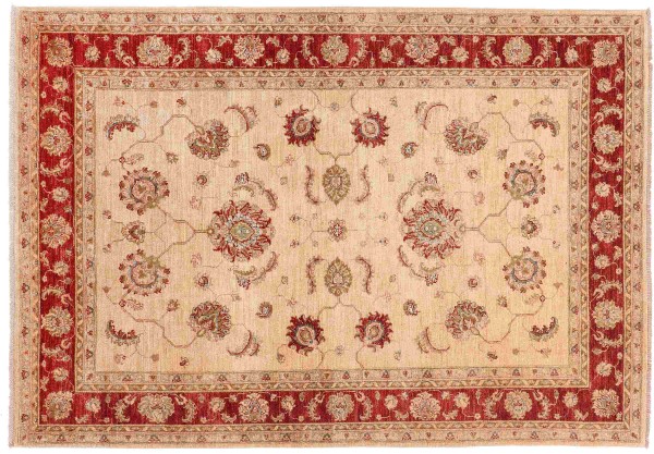 Ziegler carpet Chobi 170x240 hand-knotted beige floral oriental UNIKAT short pile