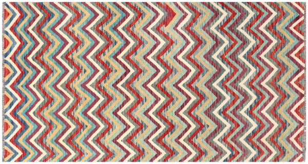 Afghan Maimana Kilim Rug 110x200 Handwoven Colorful Geometric Handwork Woven