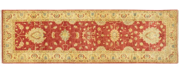Afghan fine Ferahan Ziegler carpet 80x240 hand-knotted runner brown-red floral Orient