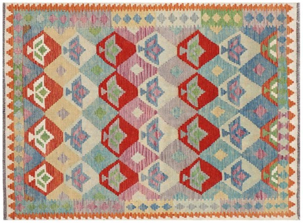 Afghan Maimana Kilim Rug 170x240 Handwoven Colorful Geometric Handwork Woven