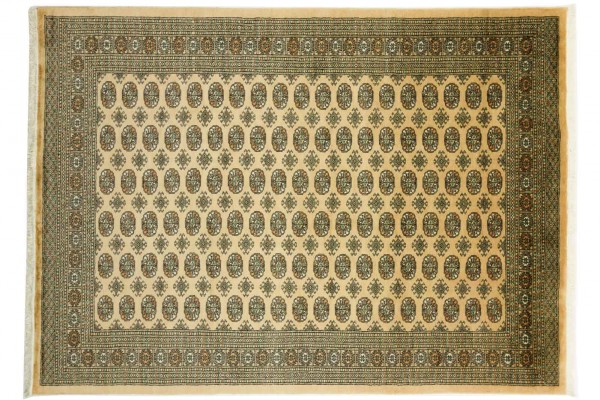 Pakistan Buchara 220x310 Handgeknüpft Teppich Beige Orientalisch Kurzflor