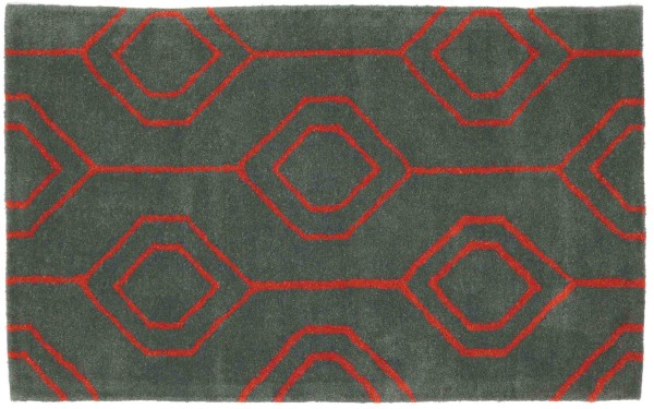 Teppich aus Schurwolle 90x150 Grau Durchgemustert Handarbeit Handtuft Modern