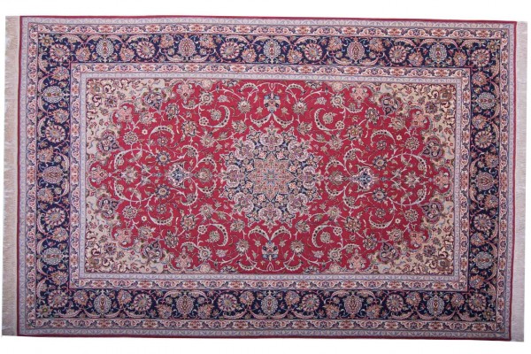 Persian Isfahan carpet 200x300 hand-knotted multicolored Oriental Orient short pile
