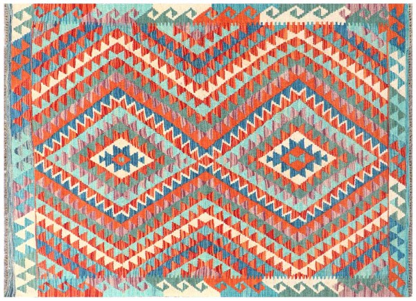 Afghan Maimana Kelim Teppich 120x180 Handgewebt Bunt Geometrisch Handarbeit Gewebt