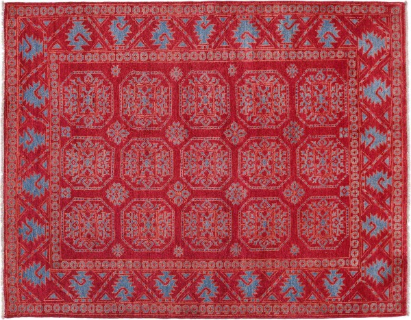 Afghan Ziegler Khorjin Elephant Foot Rug 150x200 Hand Knotted Red Patterned