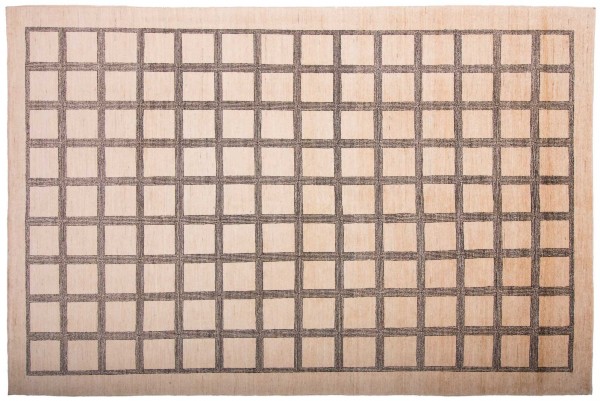 Afghan Modern Chobi Ziegler 200x300 Handgeknüpft Teppich Beige Geometrisch