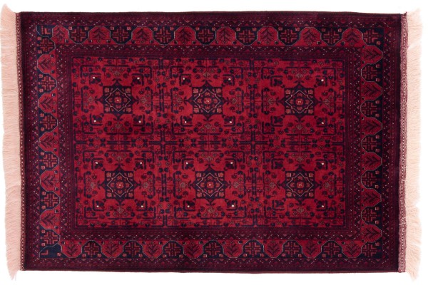 Afghan Belgique Khal Mohammadi Rug 100x150 Hand Knotted Brown Geometric Pattern