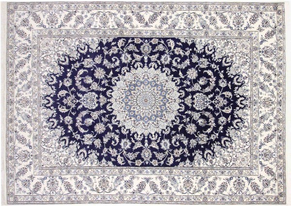 Perserteppich Nain Kashmar 250x350 Handgeknüpft Dunkelblau Floral Orientalisch UNIKAT