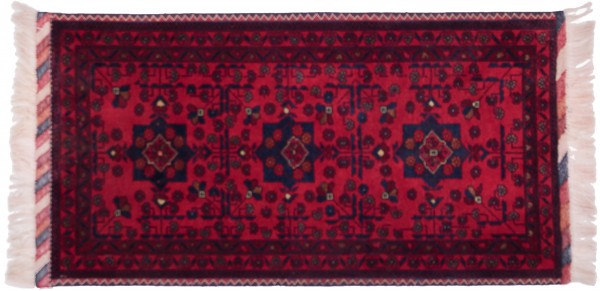 Afghan Belgique Khal Mohammadi Rug 60x90 Hand Knotted Red Geometric Pattern Orient