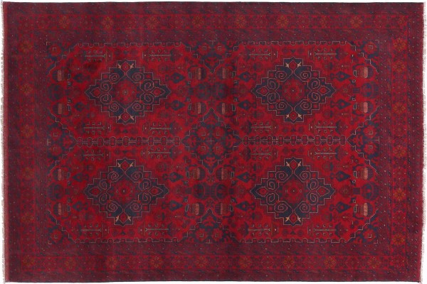 Afghan Khal Mohammadi Teppich 200x300 Handgeknüpft Rot Durchgemustert Orient Kurzflor