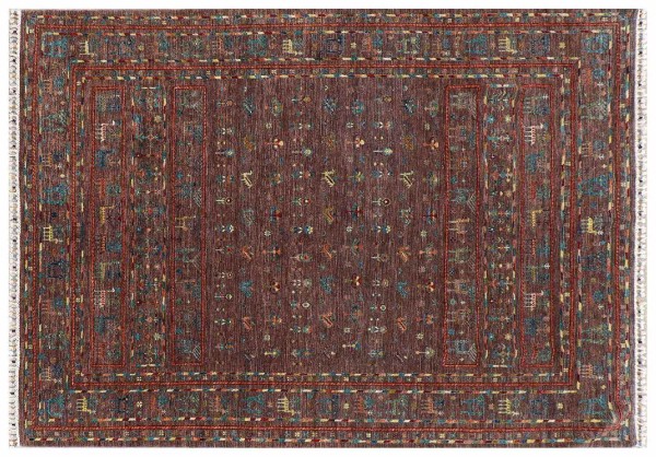 Afghan Ziegler Khorjin Ariana Rug 200x300 Hand Knotted Brown Striped Orient