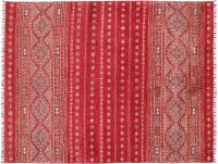 Preview: Afghan Ziegler Khorjin Teppich 150x190 Handgeknüpft Rot Gestreift Orient Kurzflor Preview: Afghan Ziegler Khorjin Teppich 150x190 Handgeknüpft Rot Gestreift Orient Kurzflor