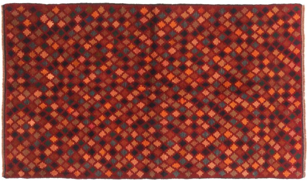 Gabbeh Teppich 120x180 Handgeknüpft Rot Durchgemustert Orientalisch UNIKAT Kurzflor