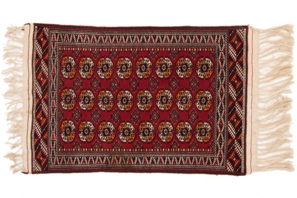 Caucasus Bukhara Rug 100x150 Hand Knotted Red Geometric Pattern Orient Short Pile