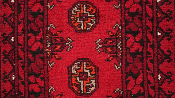 Afghan Teppich Akche Aqcha Handgeknüpft 50x100 Rot Geometrisches Muster Kurzflor