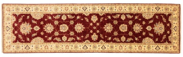 Afghan Chobi Ziegler Rug 80x300 Hand Knotted Runner Red Floral Pattern Orient