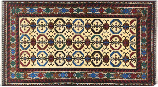 Afghan Prayer Rug Baluch Rug 120x170 Hand Knotted Beige Geometric Orient
