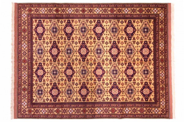 Afghan Mauri Kabul 200x250 Handgeknüpft Teppich Rot Geometrisch Muster Kurzflor