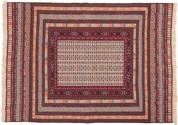 Afghan Mushwani Kilim Rug 120x180 Handwoven Multicolored Geometric Pattern
