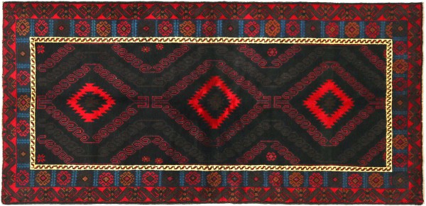 Afghan Baluch Baluch Rug 120x180 Hand Knotted Black Geometric Oriental Short Pile