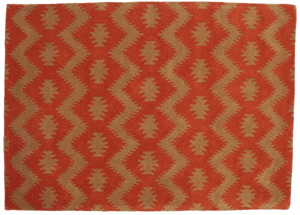 Wool Rug 160x230 Orange Patterned Hand Tufted Modern
